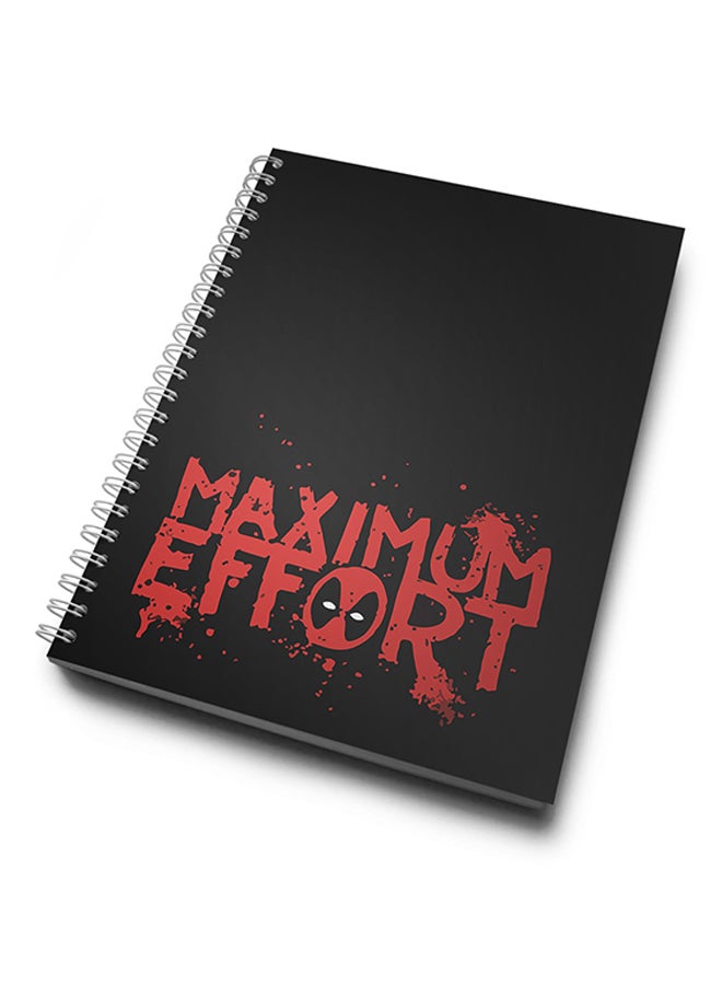 لاود يونيفيرس - دفتر ملاحظات متين مقاس A4 مطبوع عليه اقتباس "Maximum Effort" أسود/أحمر - Image 1
