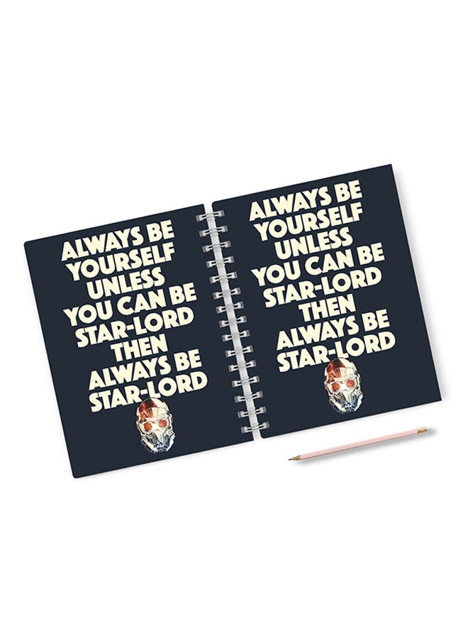 A4 English Phrase Hardcover Notebook Black/Light Yellow/Red