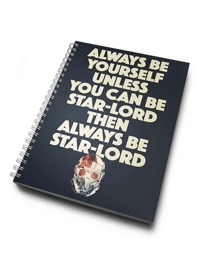 A4 English Phrase Hardcover Notebook Black/Light Yellow/Red