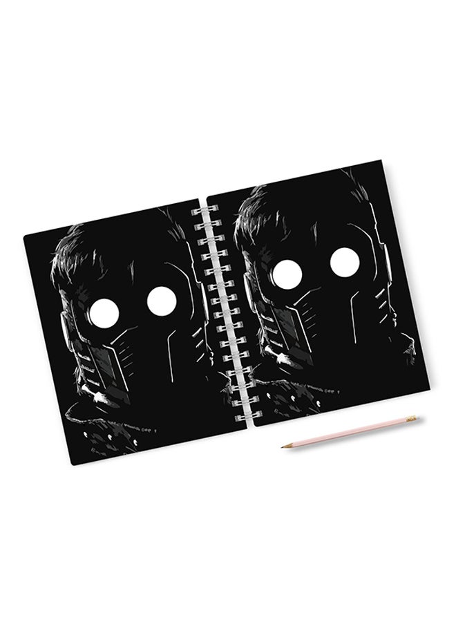 A4 Movie Character Groot Theme Hard Notebook Black/White