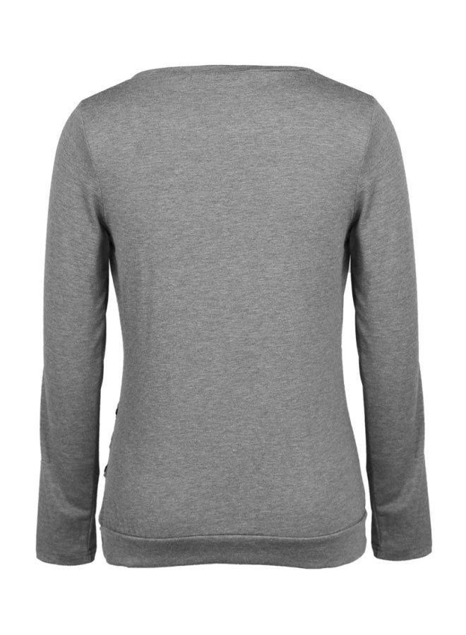 تيشيرت بأكمام طويلة رمادي - Image 2