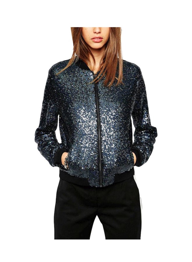 Long Sleeves Sequined Jacket Blue - v1555320960/N22284396V_1