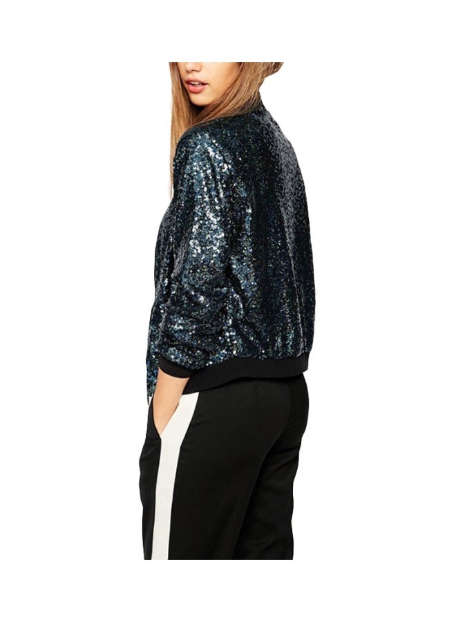 Long Sleeves Sequined Jacket Blue - v1555320960/N22284396V_3