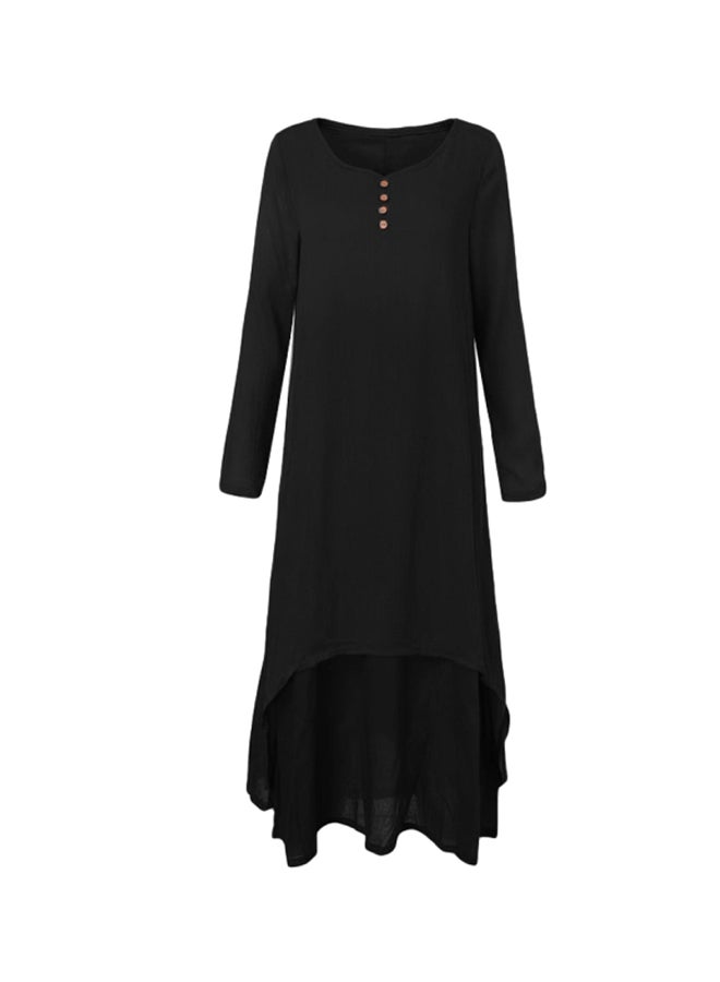 فستان طويل بأكمام طويلة أسود - Image 1