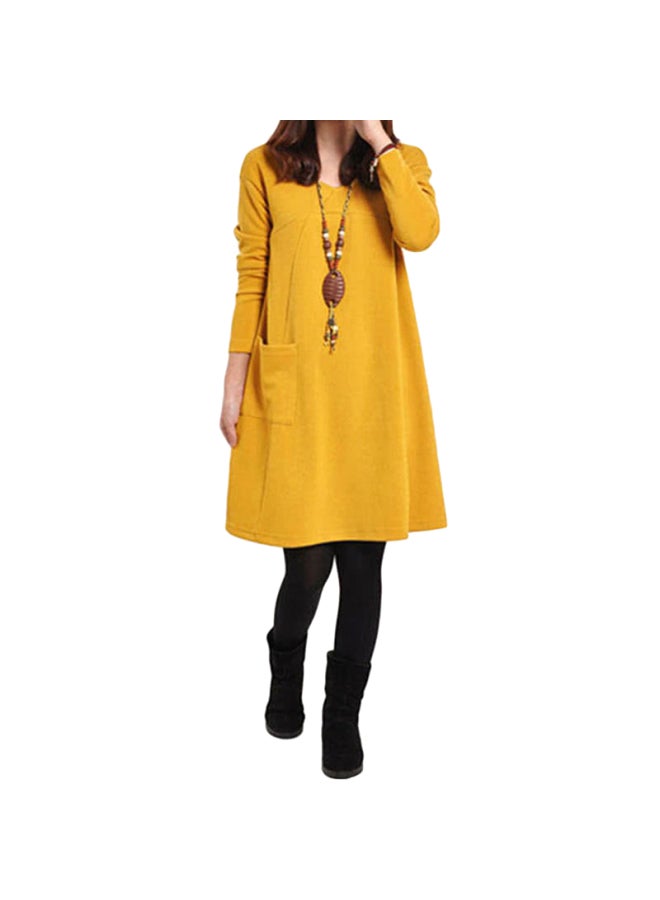 فستان فضفاض للسيدات أصفر - Image 1