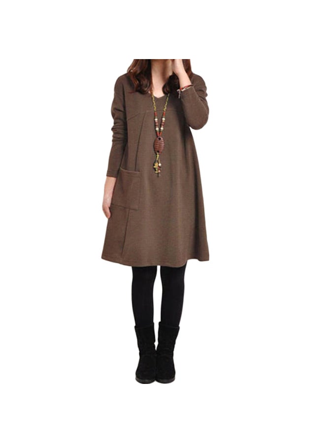 Women Loose Dress Brown - Image 1