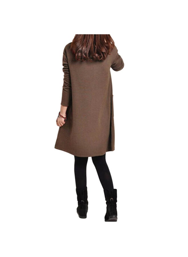 Women Loose Dress Brown - Image 2