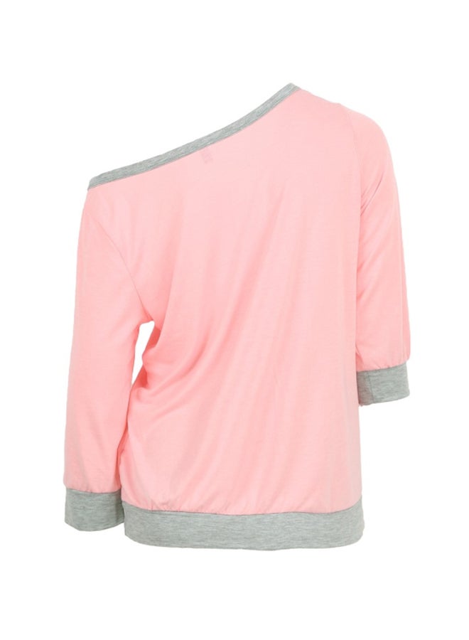 One Shoulder Polyester Top Pink  - Image 2