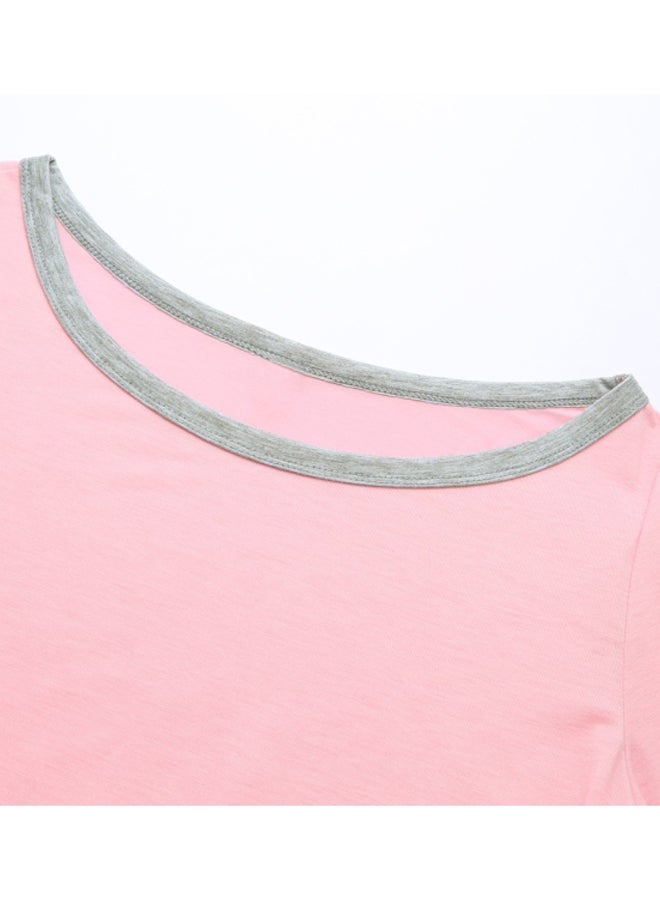 One Shoulder Polyester Top Pink  - Image 3