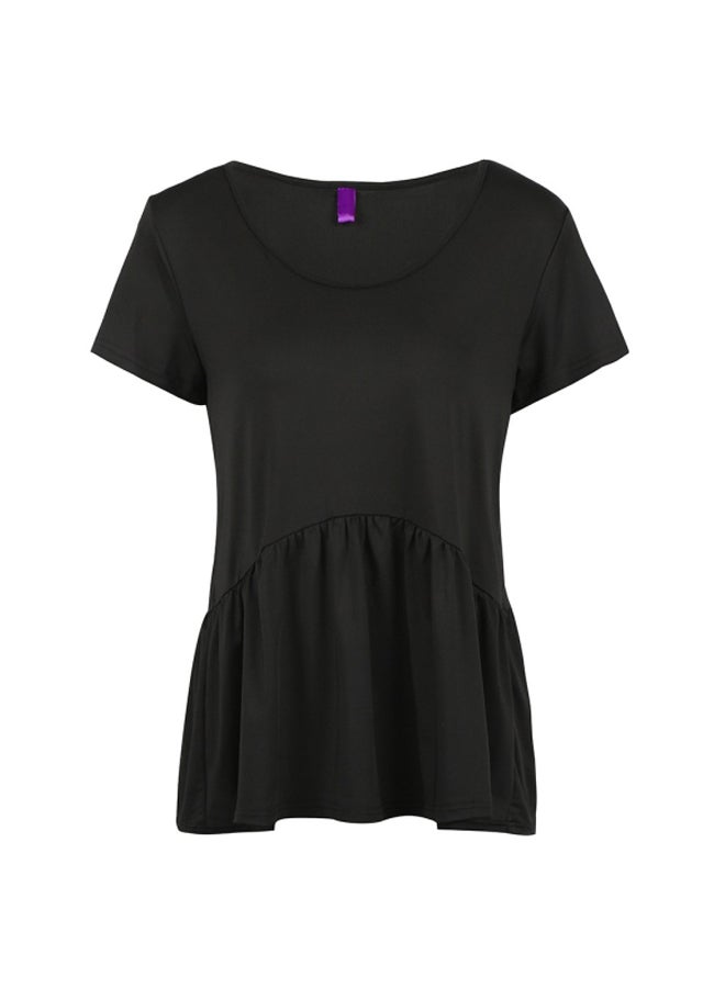 Short Sleeves V-Neck Top Black - Image 3