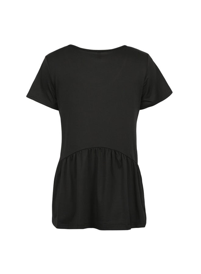 Short Sleeves V-Neck Top Black - Image 4