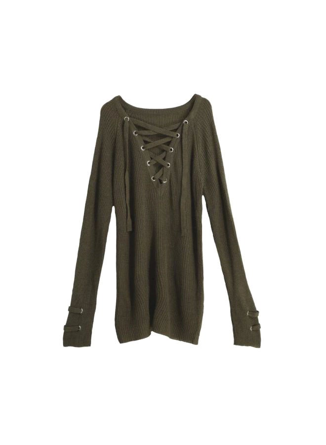 Full Sleeves Pullover Dress Green  - Image 1