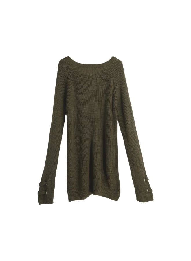 Full Sleeves Pullover Dress Green  - Image 2