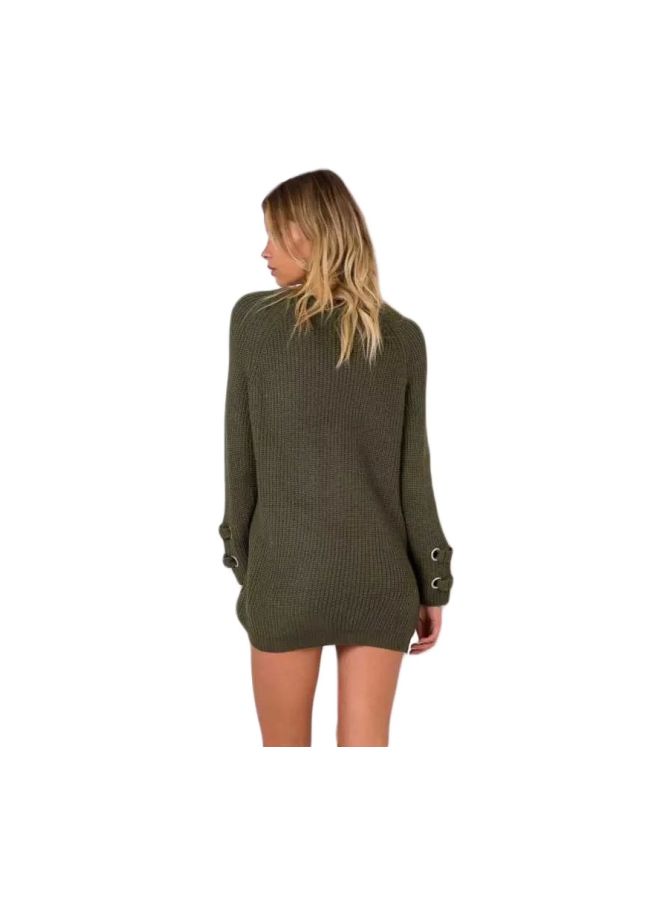 Full Sleeves Pullover Dress Green  - Image 4