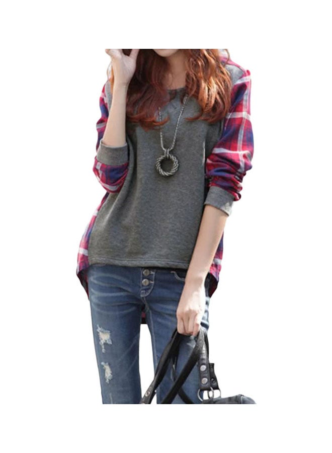 Long Sleeves Top Grey/Red - Image 1