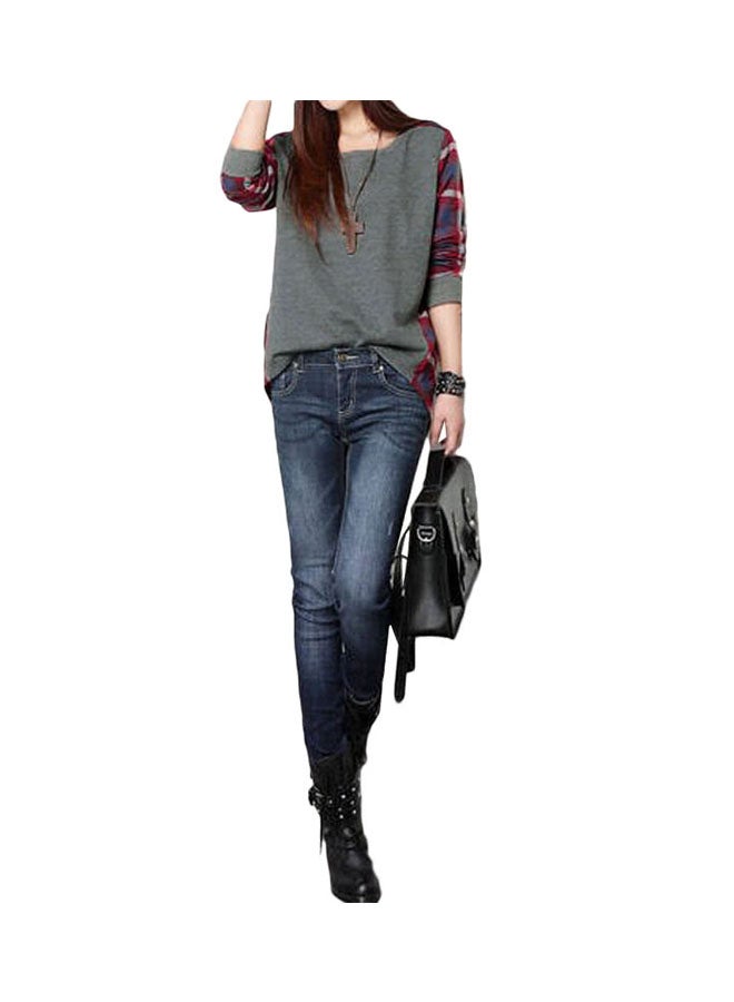 Long Sleeves Top Grey/Red - Image 5