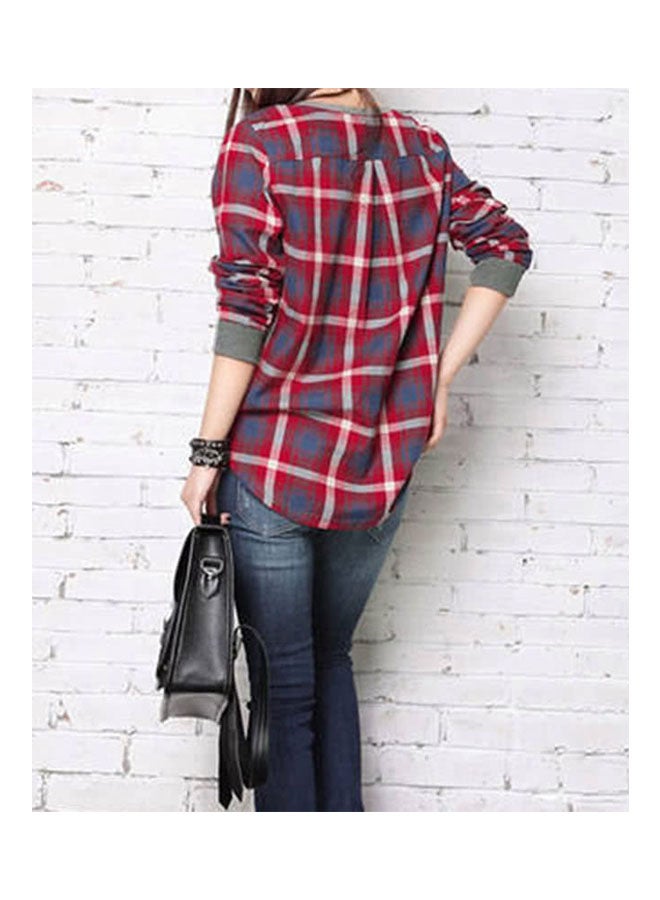 Long Sleeves Top Grey/Red - Image 4