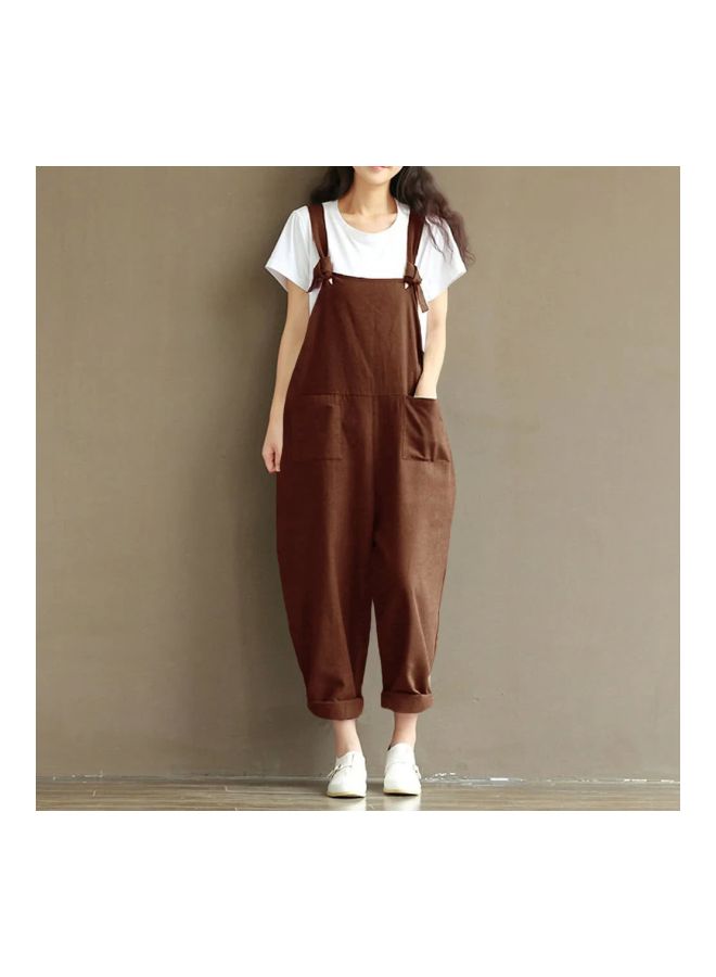 Casual Sleeveless Jumpsuit Khaki  - Image 4