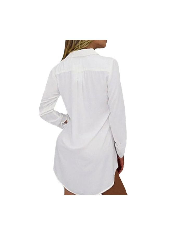 Long Sleeves Shirt Dress White  - Image 2
