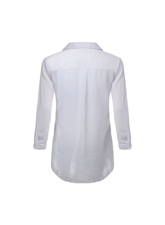 Long Sleeves Shirt Dress White  - Image 4