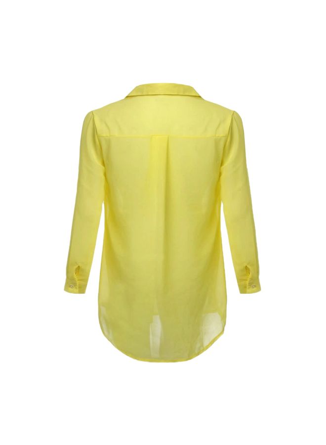 Long Sleeves Shirt Dress Yellow - Image 3