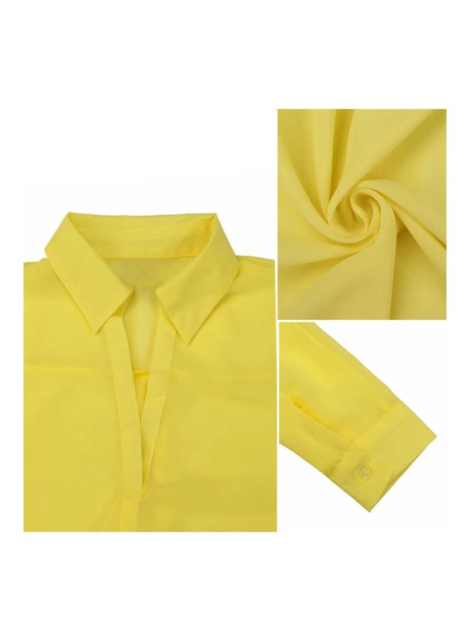 Long Sleeves Shirt Dress Yellow - Image 4