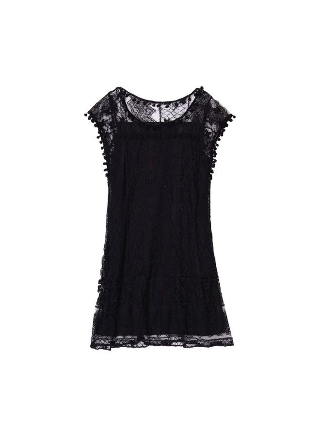 Tassel Lace Dress Black
