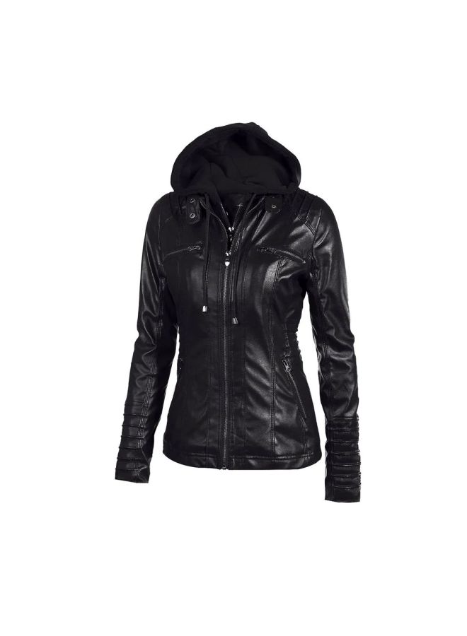 جاكيت بغطاء للرأس وأكمام طويلة أسود - Image 2