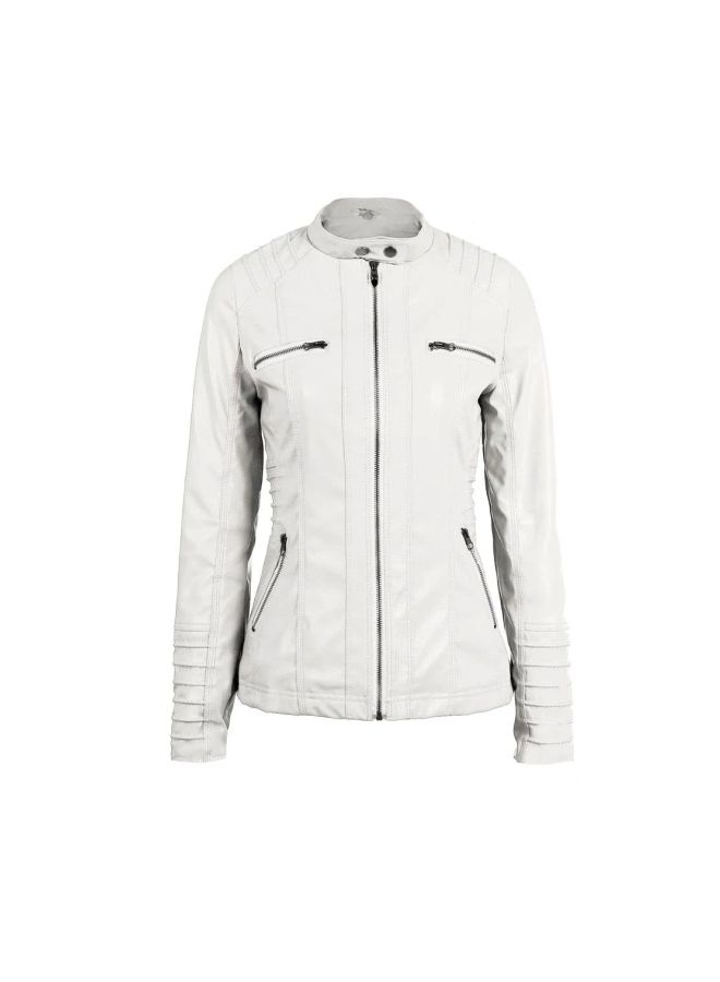 جاكيت بغطاء للرأس وأكمام طويلة أبيض - Image 2