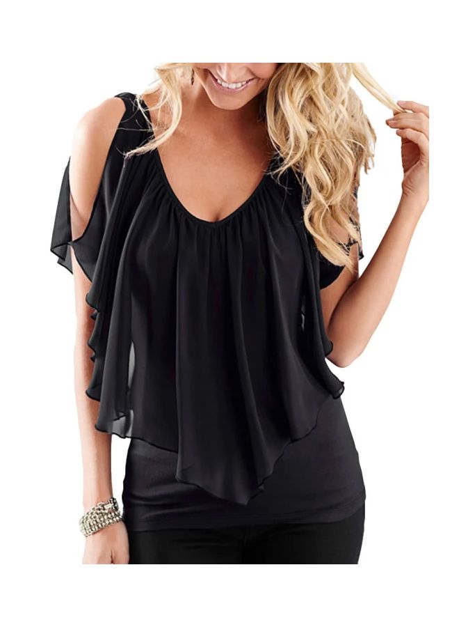 سترة قصيرة مكشوفة الكتفين أسود - Image 3