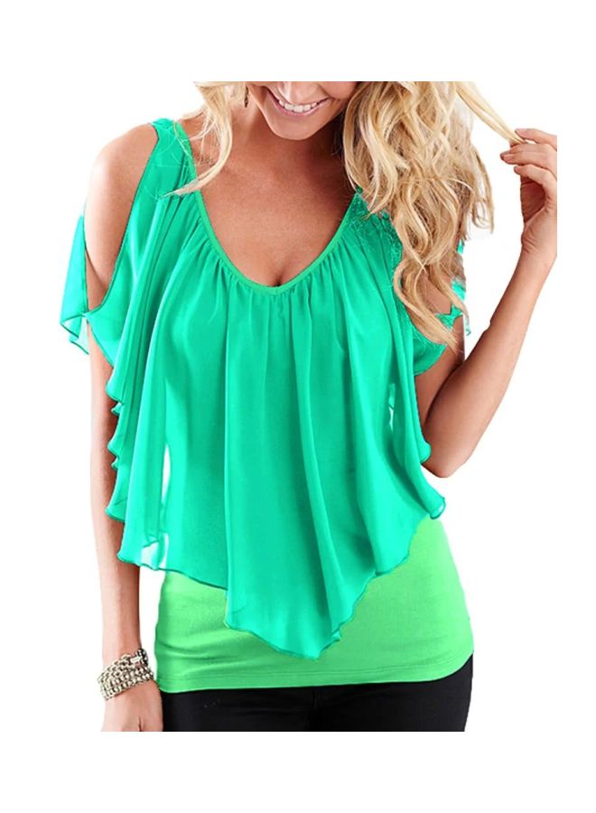 Cold Shoulder Tunic Green - Image 3