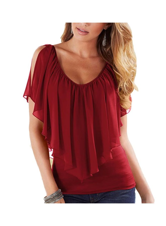 Generic - Cold Shoulder Tunic Red - Image 1