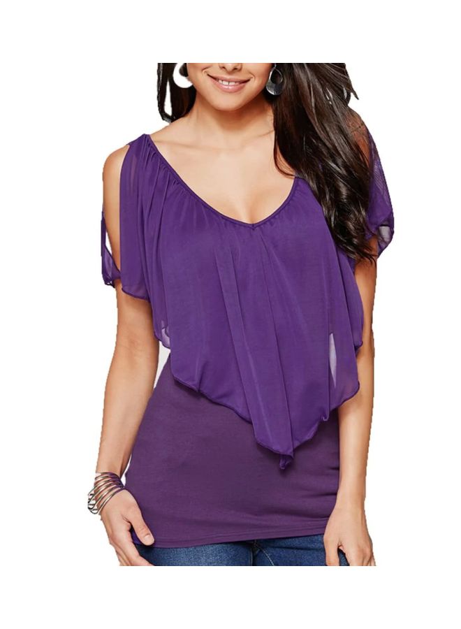 Generic - Cold Shoulder Tunic Purple - Image 1