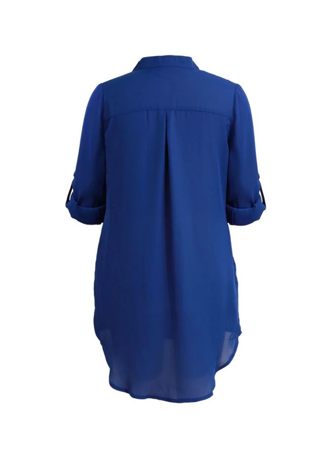 ماركة غير محددة بلوزة طويلة ذات أكمام طويلة أزرق  - Image 2