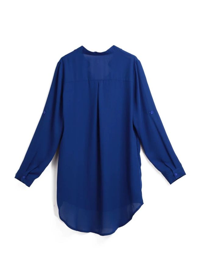 ماركة غير محددة بلوزة طويلة ذات أكمام طويلة أزرق  - Image 3