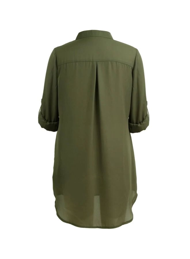 Long Sleeves Tunic Dark Green  - Image 2