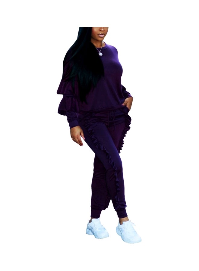 2-Piece Top And Long Pant Set Purple  - Image 1