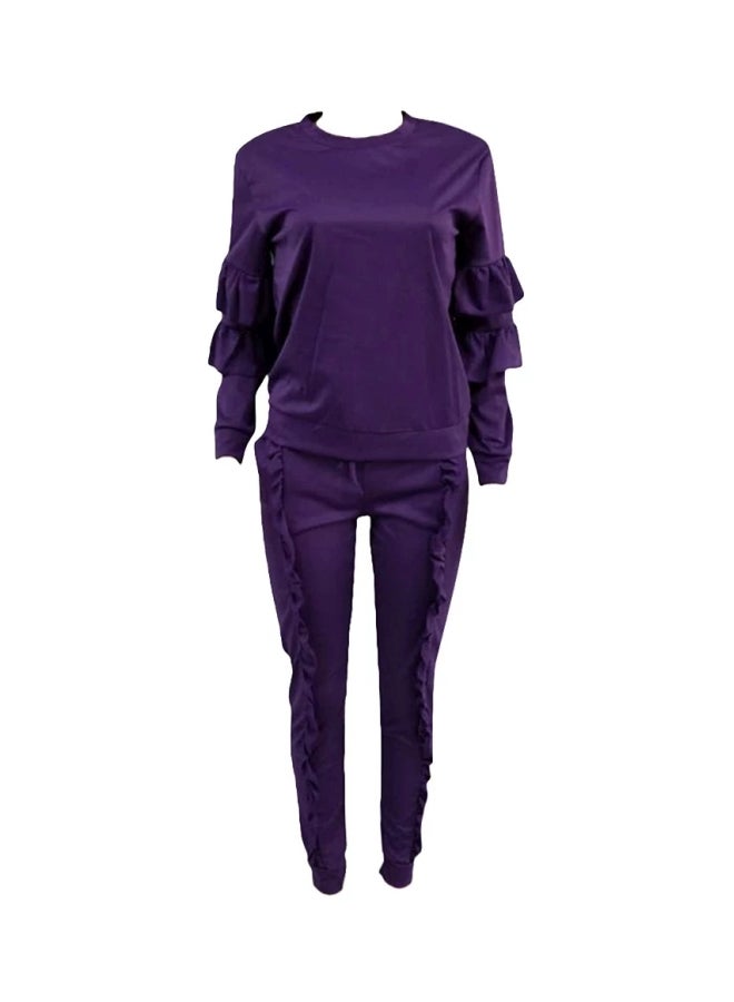 2-Piece Top And Long Pant Set Purple  - Image 2
