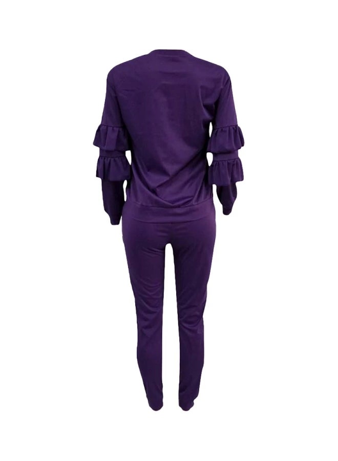 2-Piece Top And Long Pant Set Purple  - Image 3