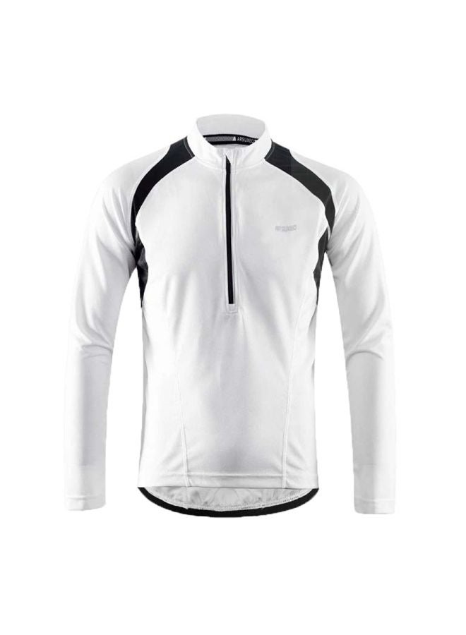 Long Sleeves Cycling Jersey White/Black - Image 1