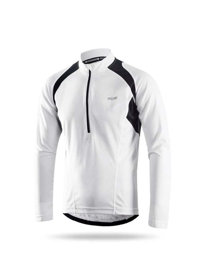 Long Sleeves Cycling Jersey White/Black - Image 4