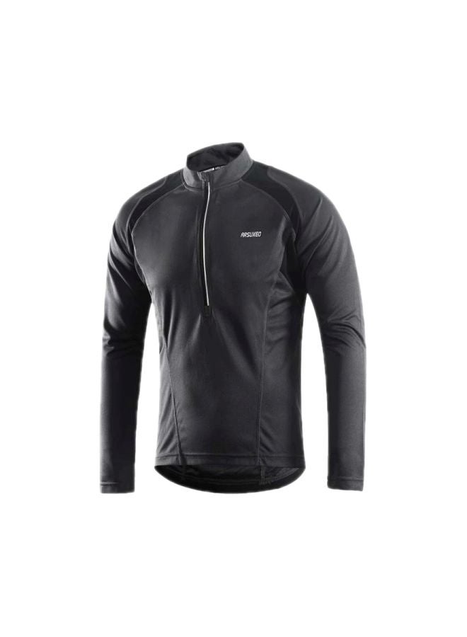 Long Sleeves Cycling Jersey Black - Image 1
