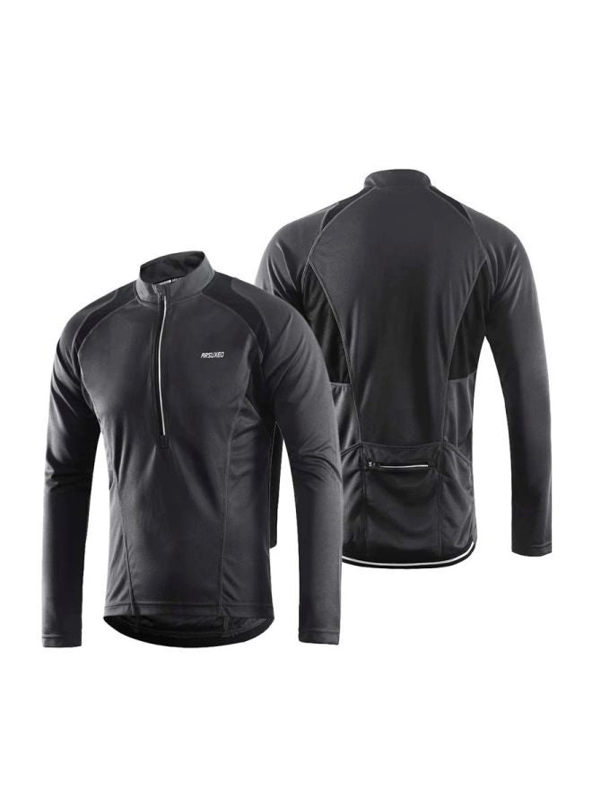 Long Sleeves Cycling Jersey Black - Image 4