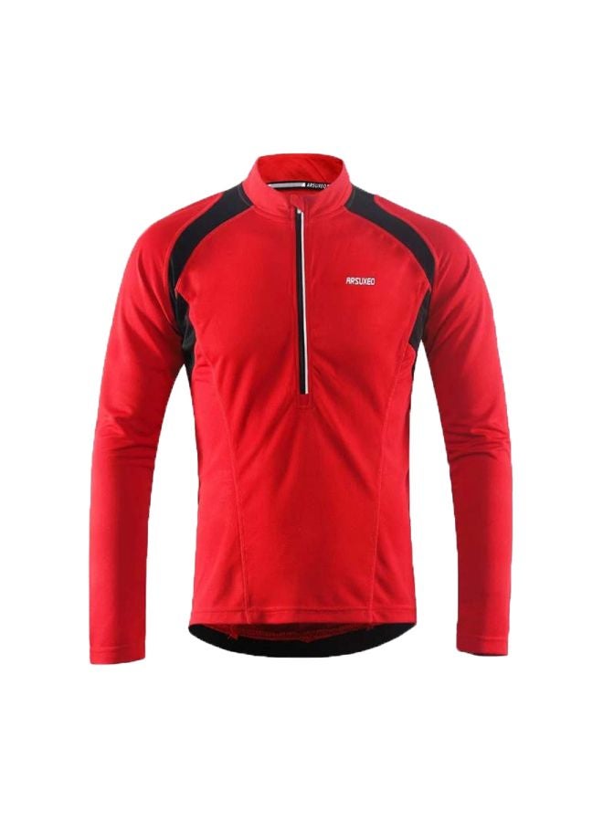 Long Sleeves Cycling Jersey Red - Image 1