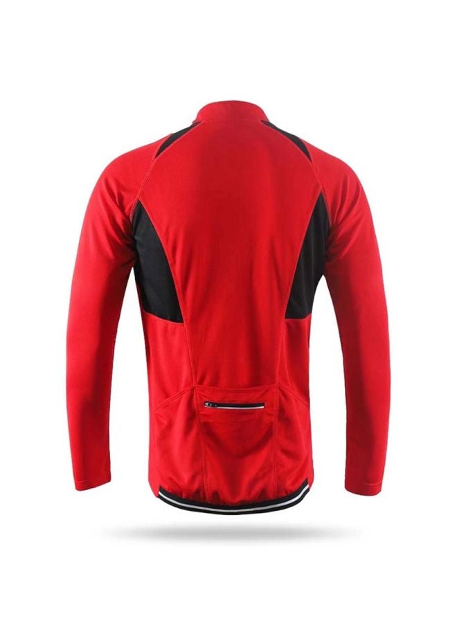 Long Sleeves Cycling Jersey Red - Image 2