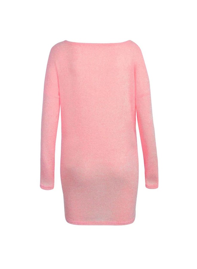 V-Neck Knitted Sweater Pink - Image 2