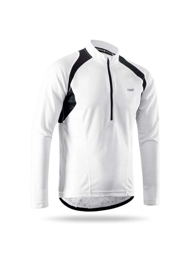 Long Sleeves Cycling Jersey White/Black - Image 3