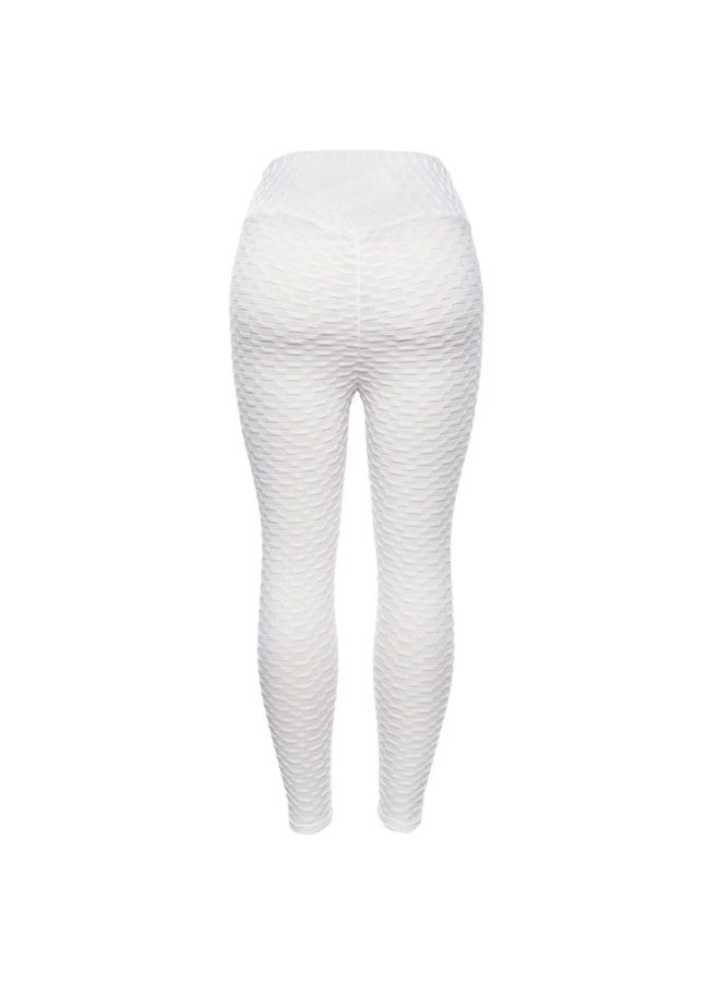 Solid Stretch Yoga Pants White  - Image 2