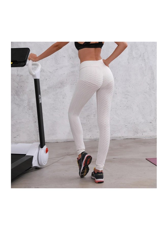 Solid Stretch Yoga Pants White  - Image 5