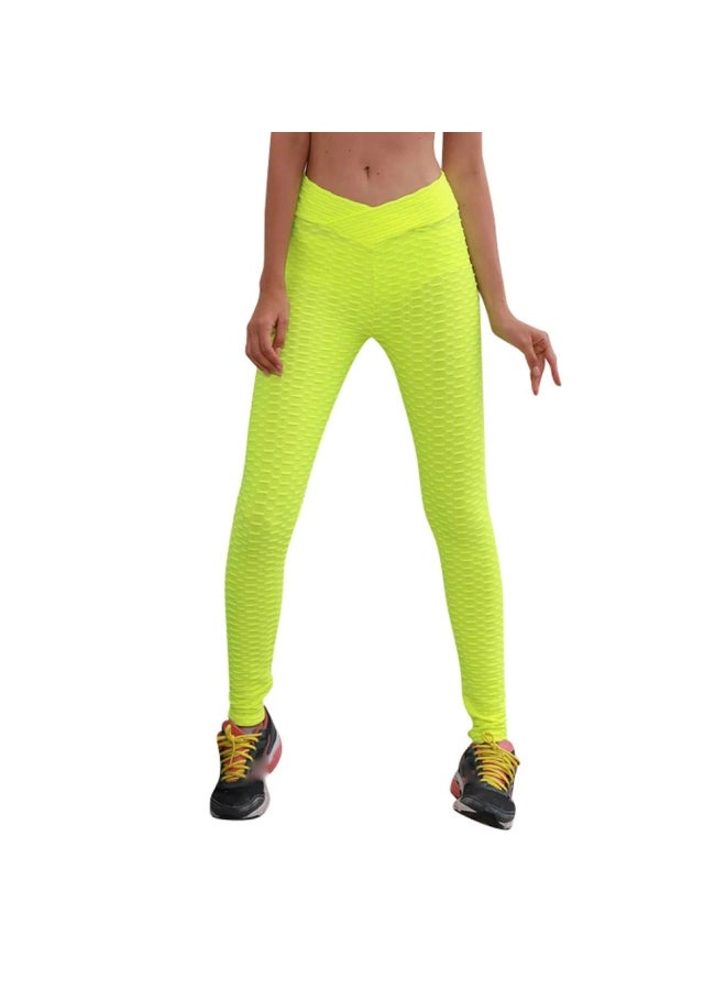 Solid Stretch Yoga Pants Yellow  - Image 2
